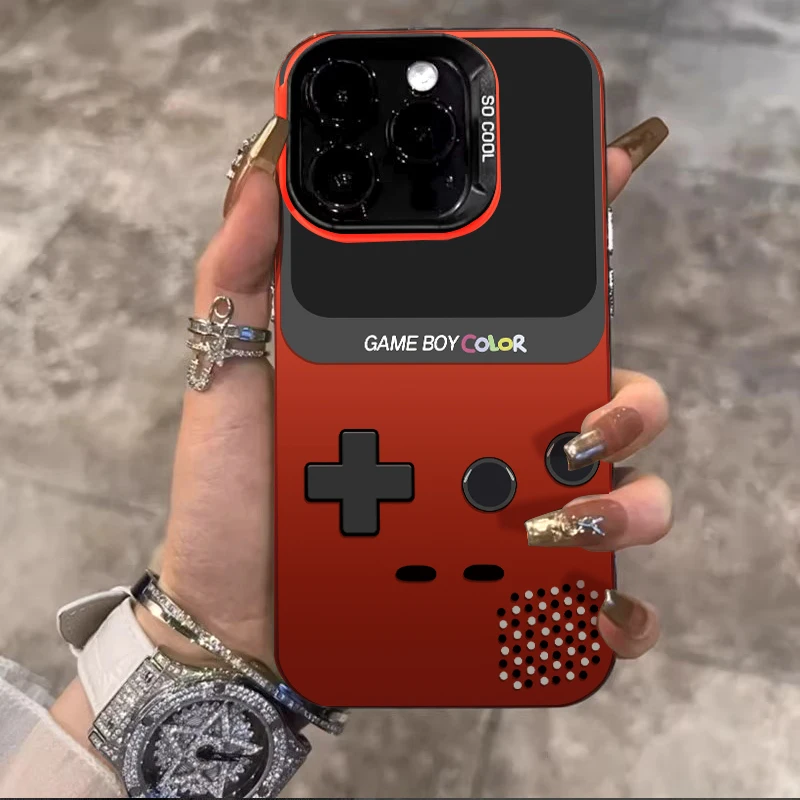 Clássico retro g-gameboy laser caso de telefone para iphone 12 11 13 14 15 16 max pro plus imd à prova de choque silicone coque