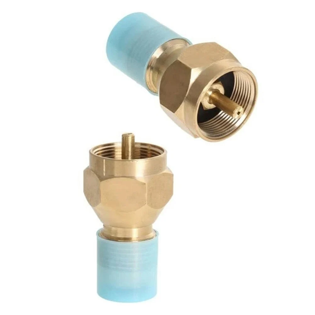Adaptor Isi Ulang Gas Propana Kuningan Teraman untuk Botol Sekali Pakai Lempar 1 Lb Silinder Tangki Tipe POL Ke Botol Gas 1 Bl