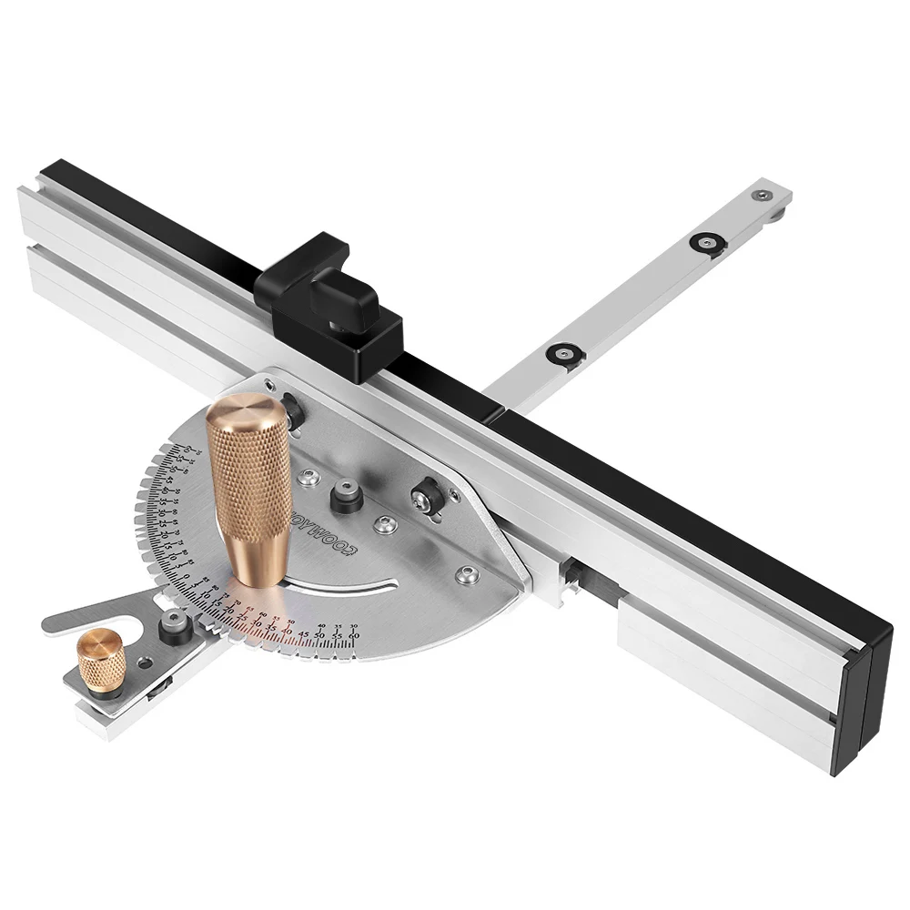 Enjoywood-miter Gauge com Latão Handle Joint Jig Track Stop Mesa Saw Router Régua Ferramentas para Trabalhar Madeira 450 Milímetros 27 °