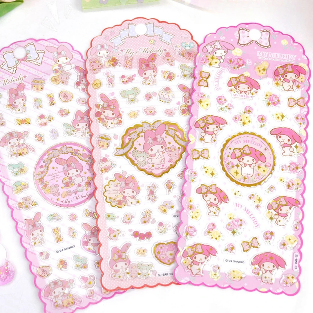 4 قطعة/الوحدة سانريو الكرتون ميلودي الوردي كريستال قطرة ملصقات ديكور لتزيين الغرف سكرابوكينغ DIY بها بنفسك المجلات لطيف القرطاسية مذكرات ملصق هدية