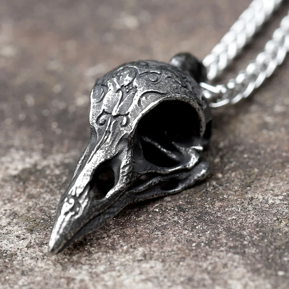 2023 Fashion Nordic Viking Raven Pendant Stainless Steel Crow Domineering Chain Necklace Viking Punk Men Jewelry free shipping