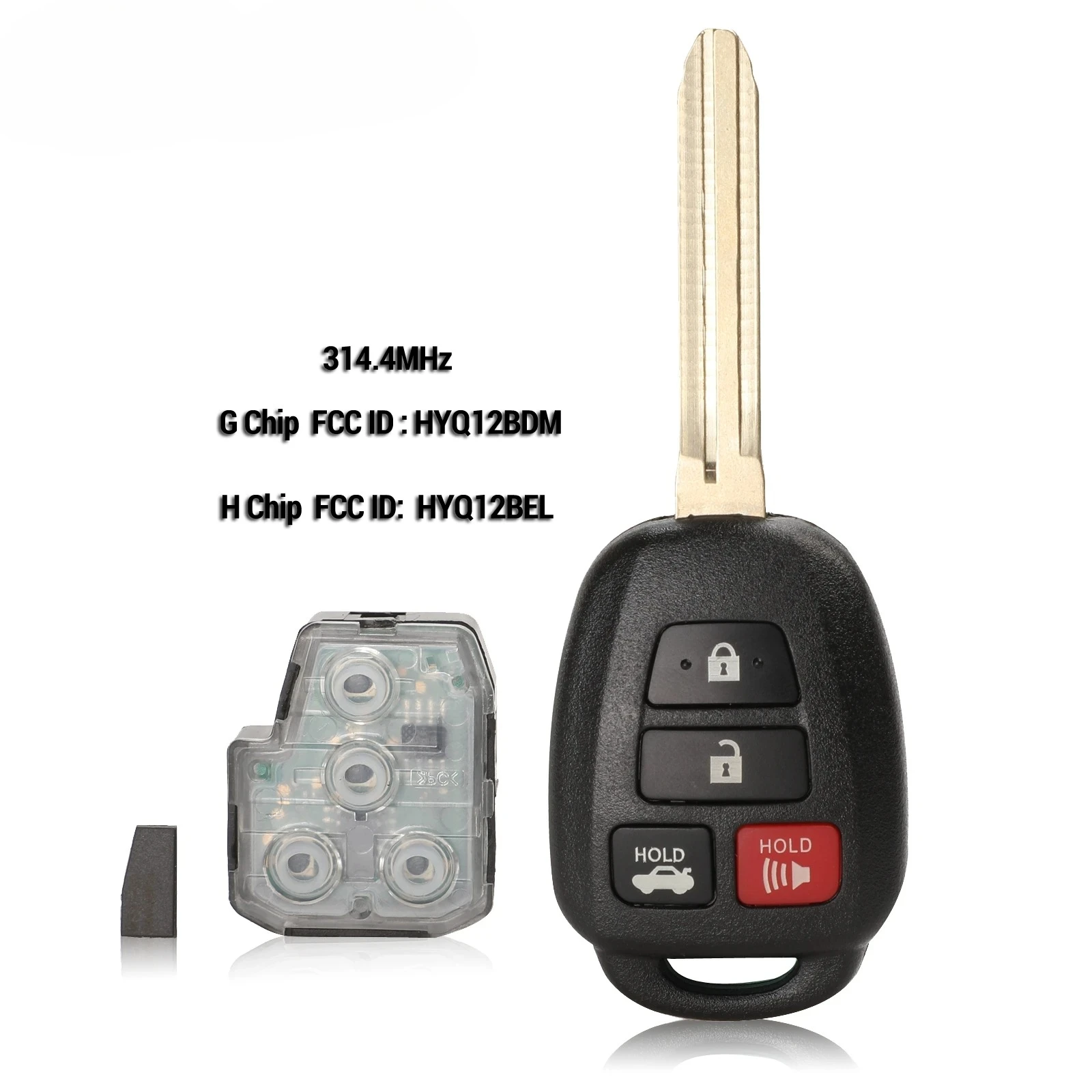 HYQ12BDM 314,4 Mhz llave remota G/H Chip para Toyota Camry Corolla 2012-2017 HYQ12BEL sin marca