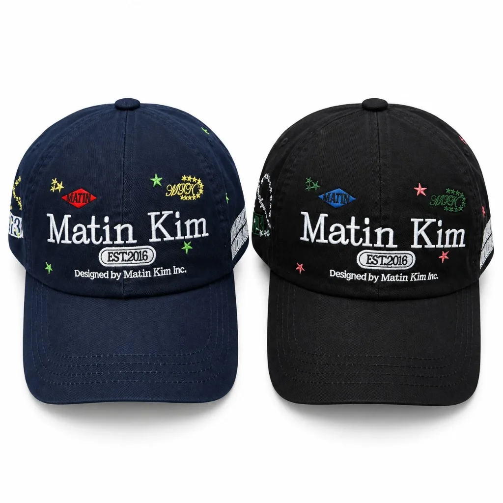 MATIN KIM Embroidered Baseball Cap Unisex Vintage Washed Cotton Adjustable Dad Hat Korean Streetwear Outdoor Travel Sun Cap 2026