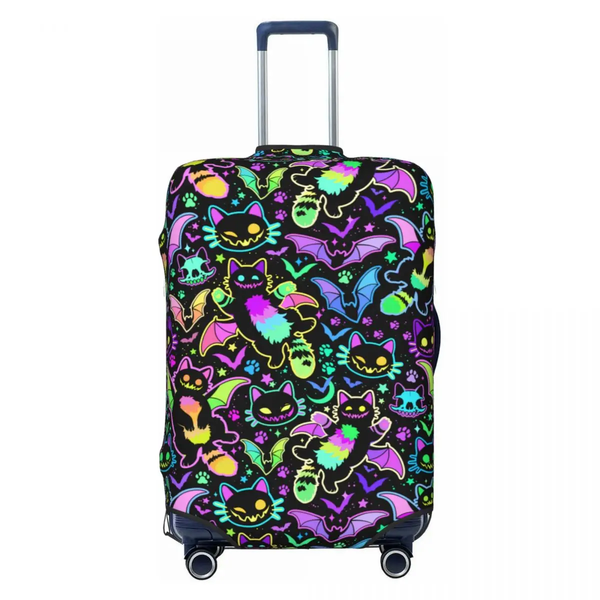 

Horror Cheshire Cat With Bats Suitcase Cover Dust Proof Travel Luggage Covers for 18-32 inch