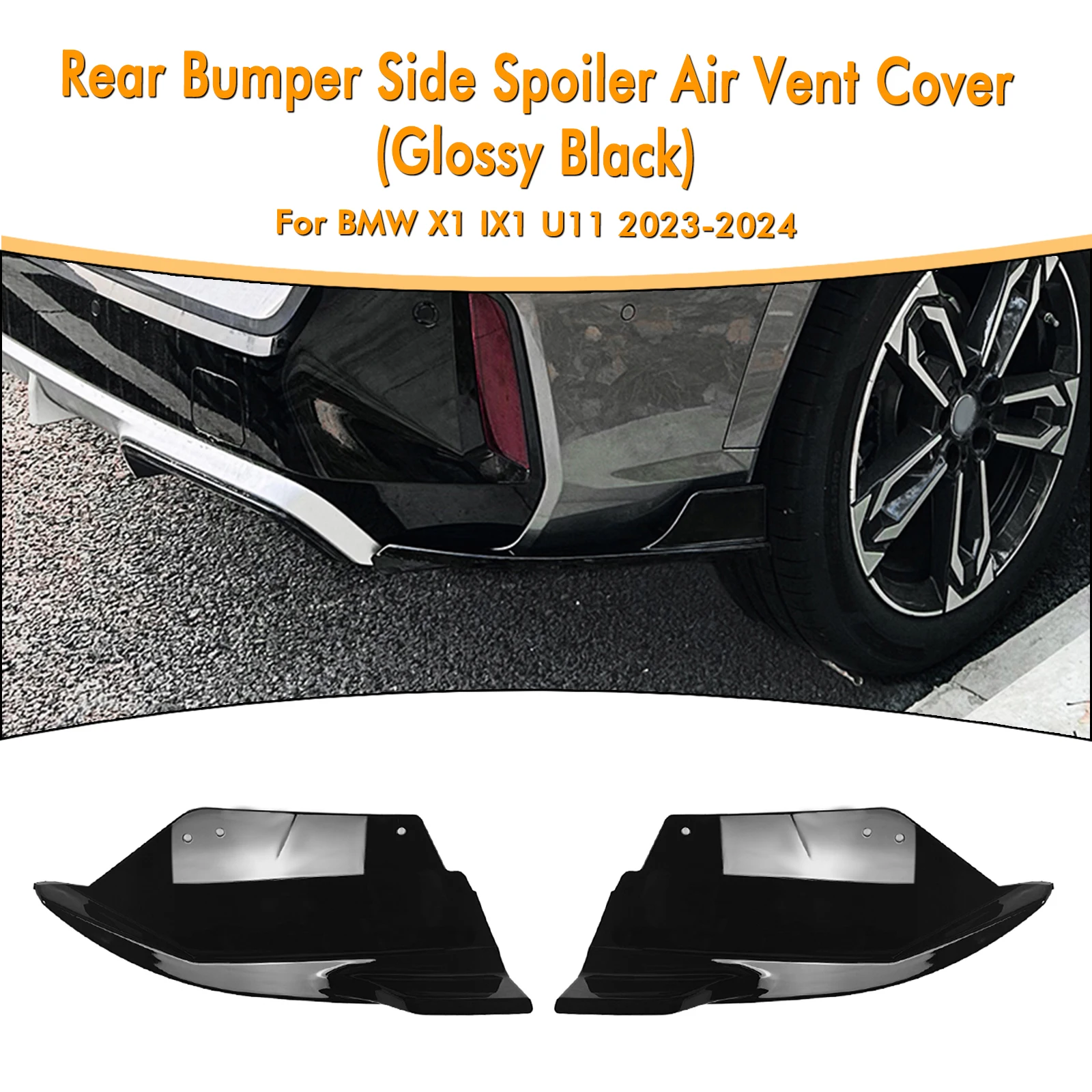 2PCS Car Rear Bumper Side Canard Spoiler Lip For BMW X1 U11 U12 M Sport 2023-2024