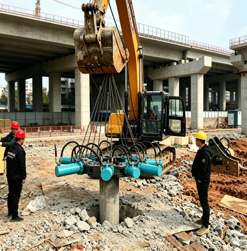 Hydraulic Pile Breaker for Round Pile Head Removal Machine Excavator Mounted Pile Cutter for 10-35 Ton Digger Global Shipping
