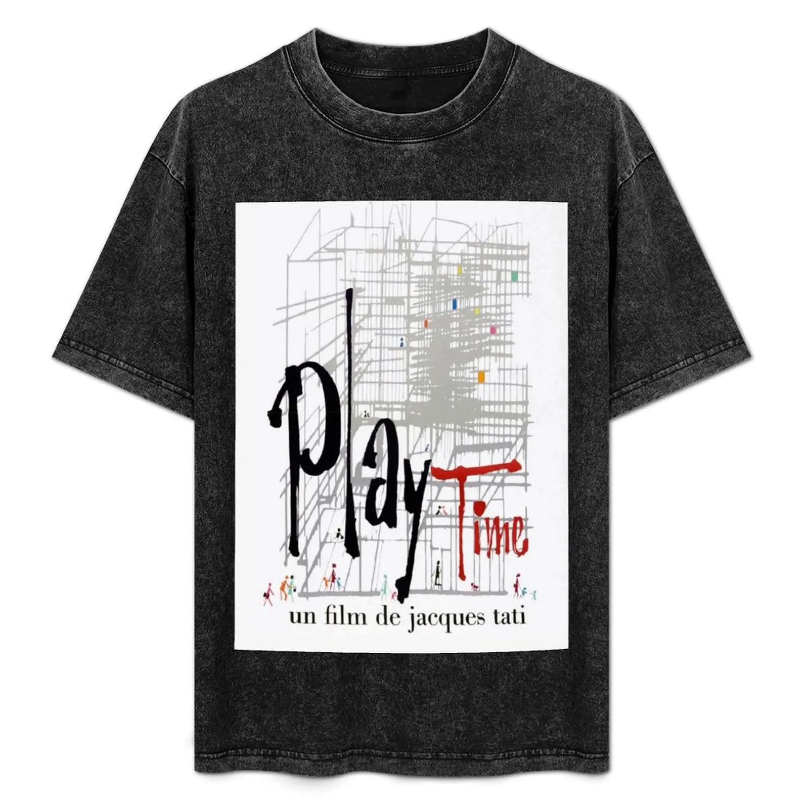 

Винтажная футболка Playtime Jacques Tati, рабочая рубашка с коротким рукавом
