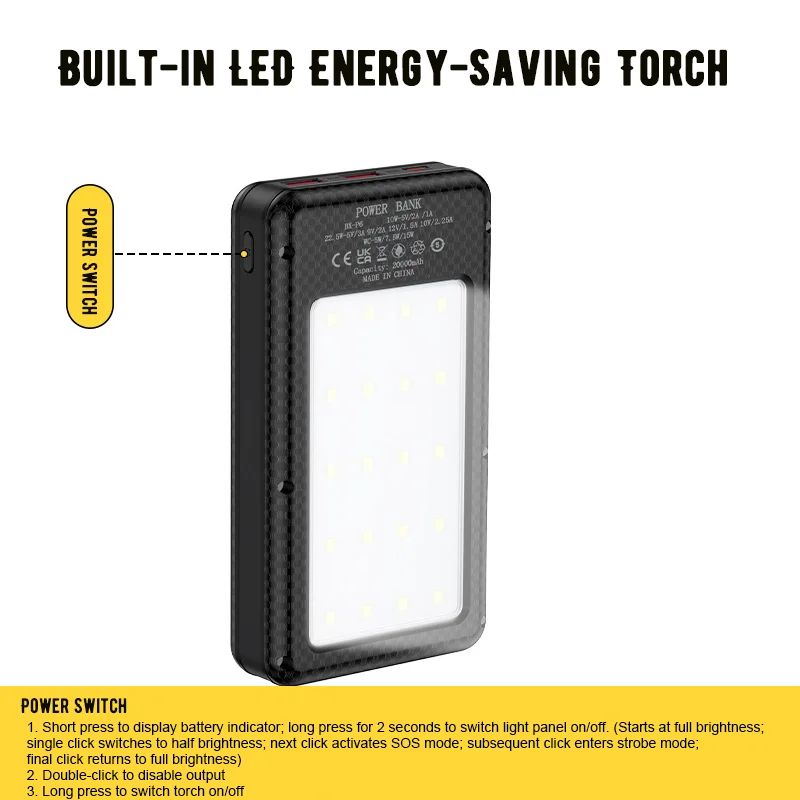 6*18650 قوة البنك صندوق بطارية حامل المزدوج USB نوع C تهمة شل مع أضواء التخييم آيفون هواوي 18650 حالات البطارية