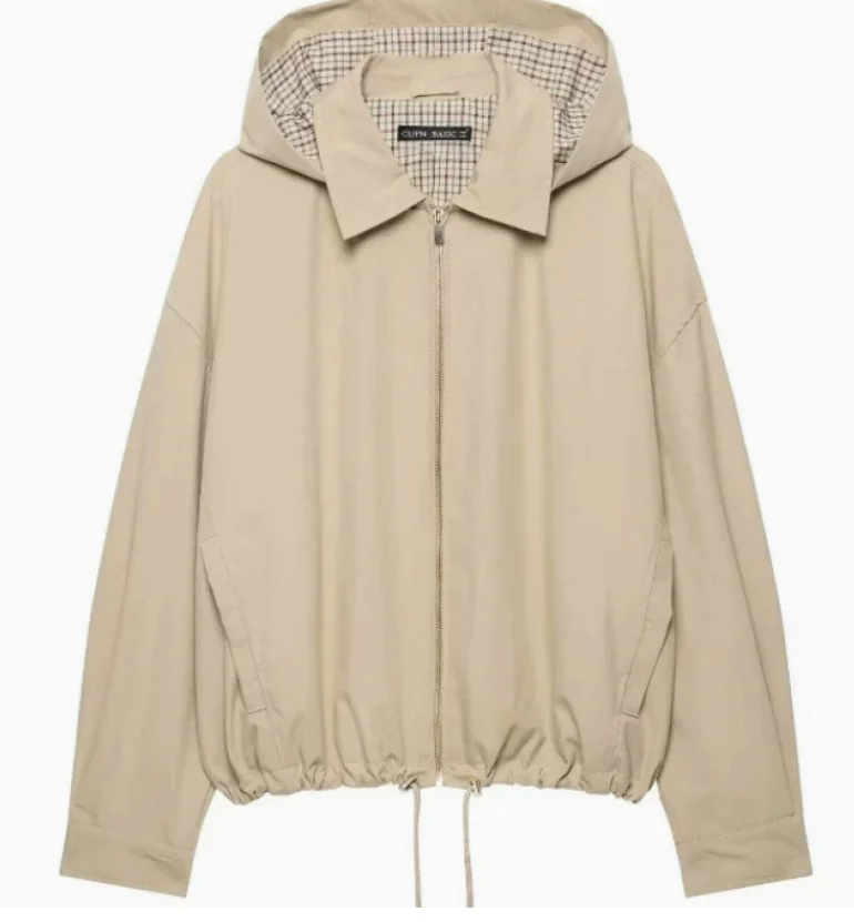 French-Style Fashionable Casual Detachable Hooded Jacket, Plaid Lining, Drawstring Hem, Loose Short Jacket, Casual Commuting Top, 2026 Autumn New Model