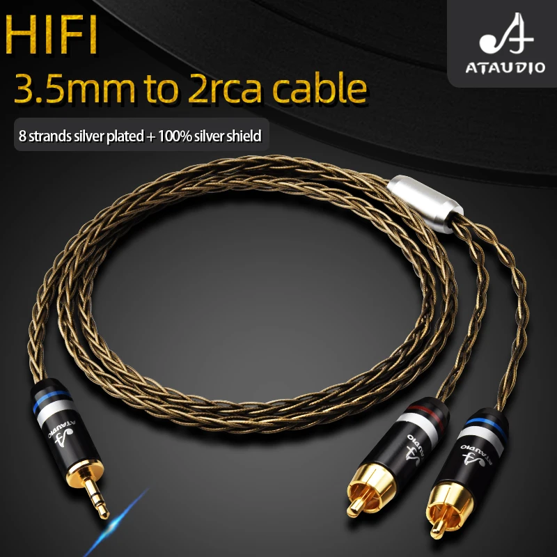 

HiFi 3.5mm to 2RCA Splitter Cable High-end Silver-plated Jack 3.5 Male to RCA Male Stereo Cable for PC MP3 Amplifier Speaker