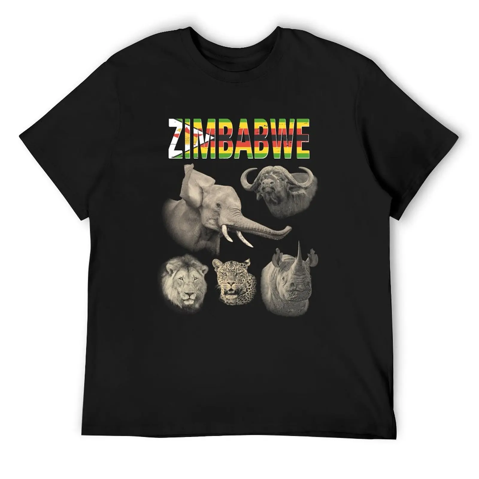 

Big Five Zimbabwe Safari T-Shirt baggy shirts tops topping for a boy tee shirts for men