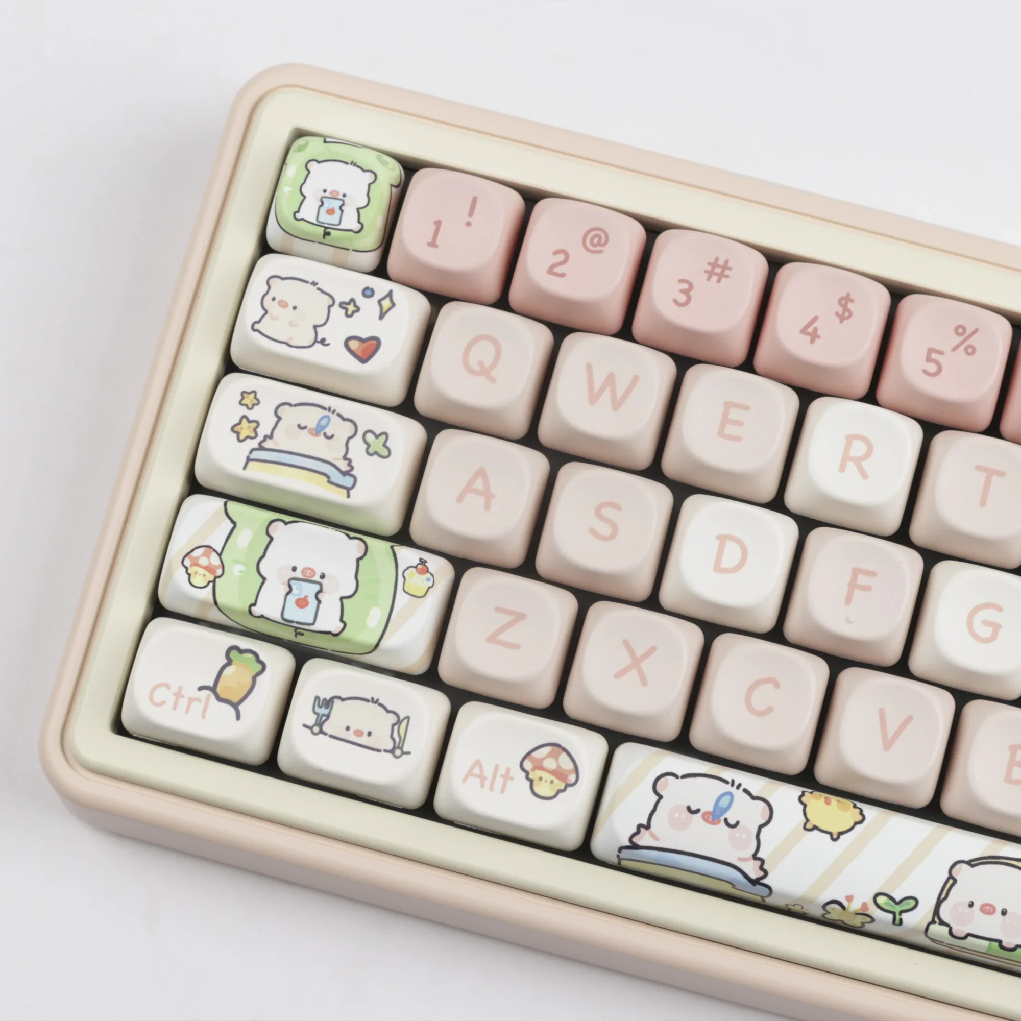 Imagem -03 - Keycaps de Porco Rosa Perfil Moa Keycap Personalizado para Teclado Mecânico Conjunto de Tampa de Chave Personalizada