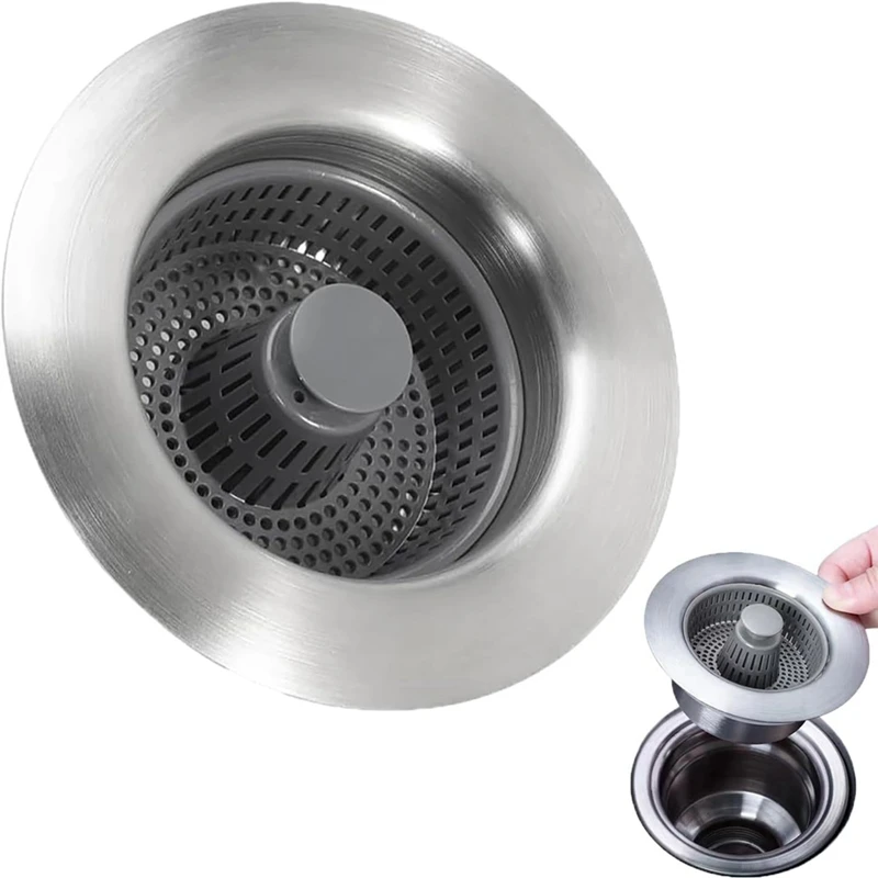 2Piece 3-In-1 Stainless Steel Sink Aid Sink Stopper Kitchen Drain Stainless Steel Stainless Steel