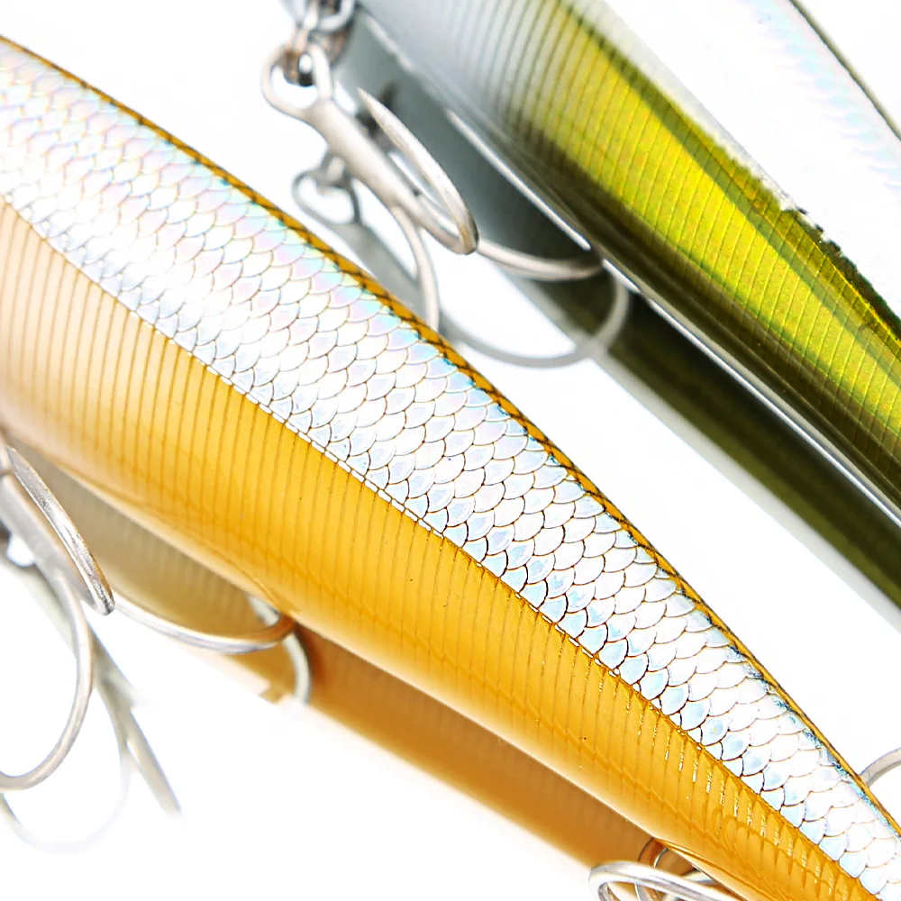 B & U المياه المالحة الصيد إغراء أسماك Jerkbait إغراء الطعم الاصطناعي طويل الصب البحر باس بايك المتذبذب معالجة السنانير الطعم الثابت