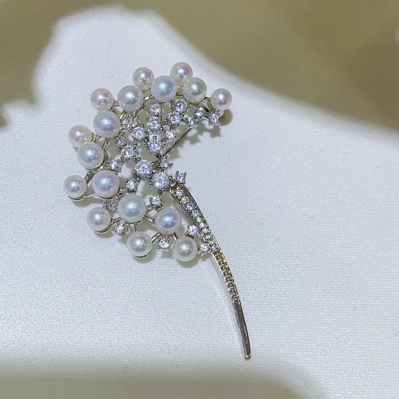 

SGARIT Trending Fashion Design Pearl Jewelry 2025 S925 White Round Freshwater Pearl Pin with Diamonds Jewellery for Party