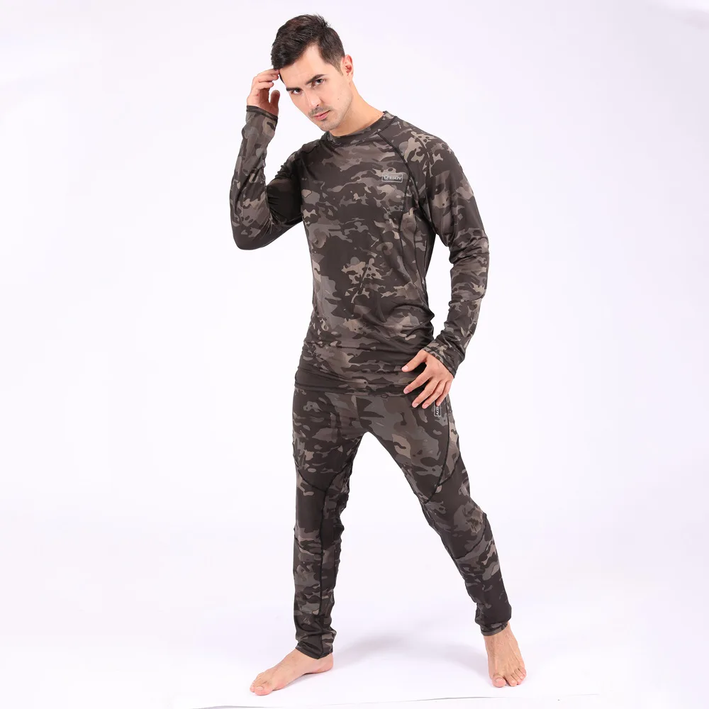 Herren Tarnung Thermo Unterwäsche bequeme Polyester Unterwäsche atmungsaktive Fitness tragen Anti-Schweiß Sport Unterwäsche