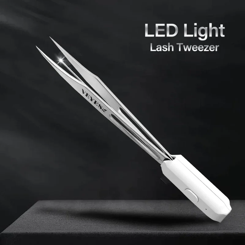 Veyes-Pince à épiler améliorée en acier inoxydable avec lumière LED, pince à épiler professionnelle, extension de cils, Vlegiash, haute qualité, Inc