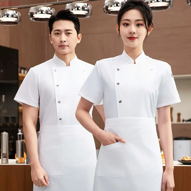 Veste de Chef d'été en maille fine et respirante à manches courtes, pour restauration, hôtel, Restaurant, cantine, pâtisserie, boulanger, vêtements de travail, vêtements de cuisine