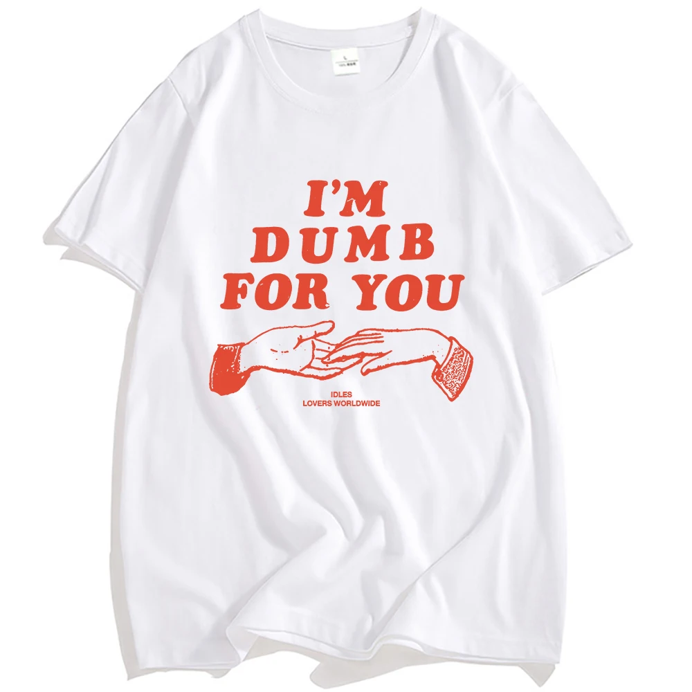 IK BEN DUMB VOOR U RINGER T-SHIRT IDLES Punk Band T-shirts Unisex Hip Hop Streetwear Zomer Katoen Casual Mannen T-shirt Grafische Tees