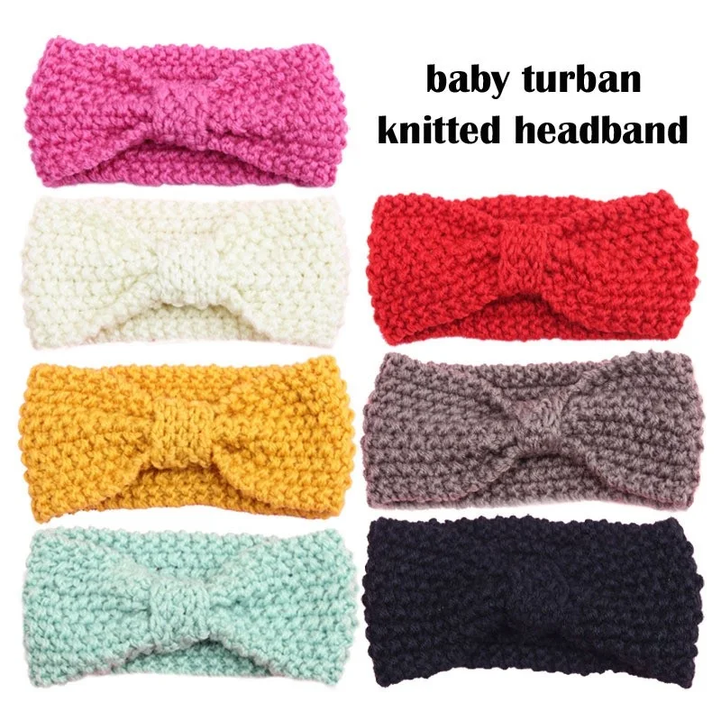 Yundfly 1PCS Girl Knit Crochet Winter Turban Headband Ear Warm Headbands Kids Newborn Children Headwraps Turban Hair Accessories