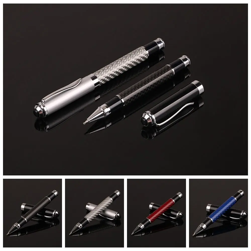 Elegant Carbon Fiber Fiber Signature Pen Smooth 0.5mm Metal Signature Pen Golden Black Refill Premium Gel Pens Annual Meeting