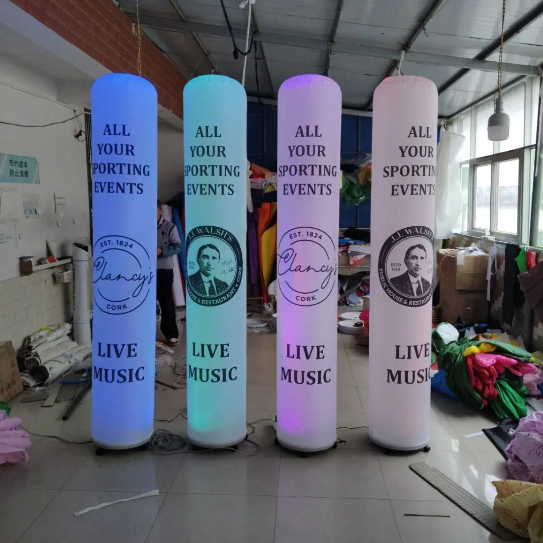 Colonna gonfiabile colorata personalizzata per pilastri LED Oxford da 2,2 m H con faretti LED a 16 colori che cambiano per la decorazione scenica