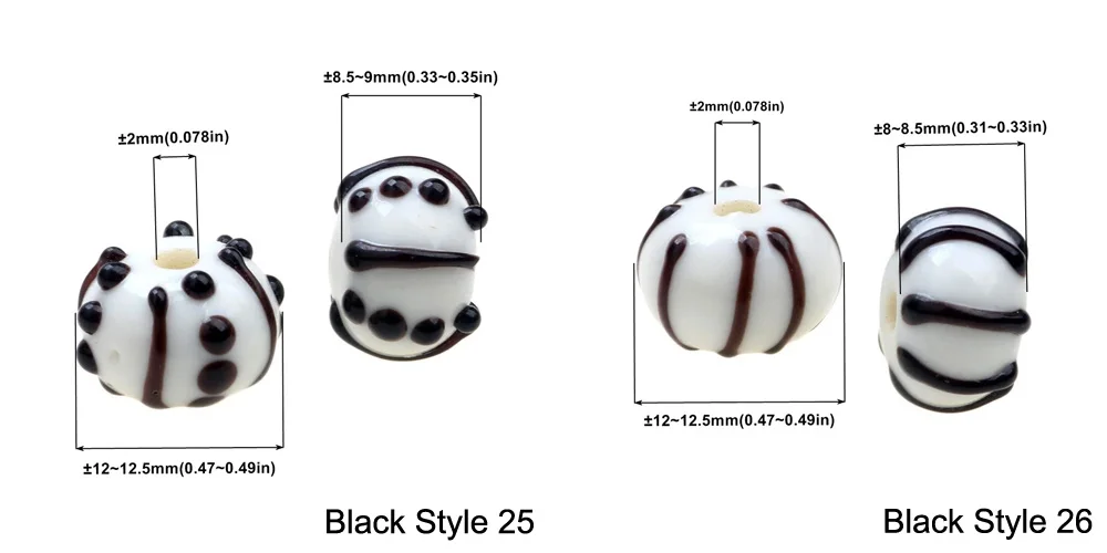 Black Color Series 2/4/6PCS/LOT Mixed Style Handmade Lampwork Glass Beads For Crafts Charm Bracelets/Earring DIY Jewelry Making