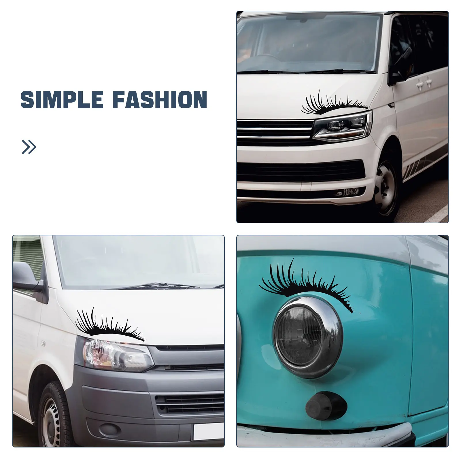 1Pair Car Headlight Eyelashes Stickers Premium Pet Decorative Waterproof Stylish Car Eyelash Sticker Easy Peel Application