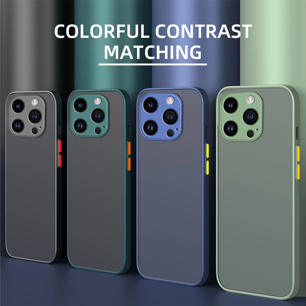 Shockproof Matte Armor Case for iPhone 16 Pro Max Plus Silicone Bumper Clear Hard PC Back Cover i Phone iPhone16 iPhone16ProMax