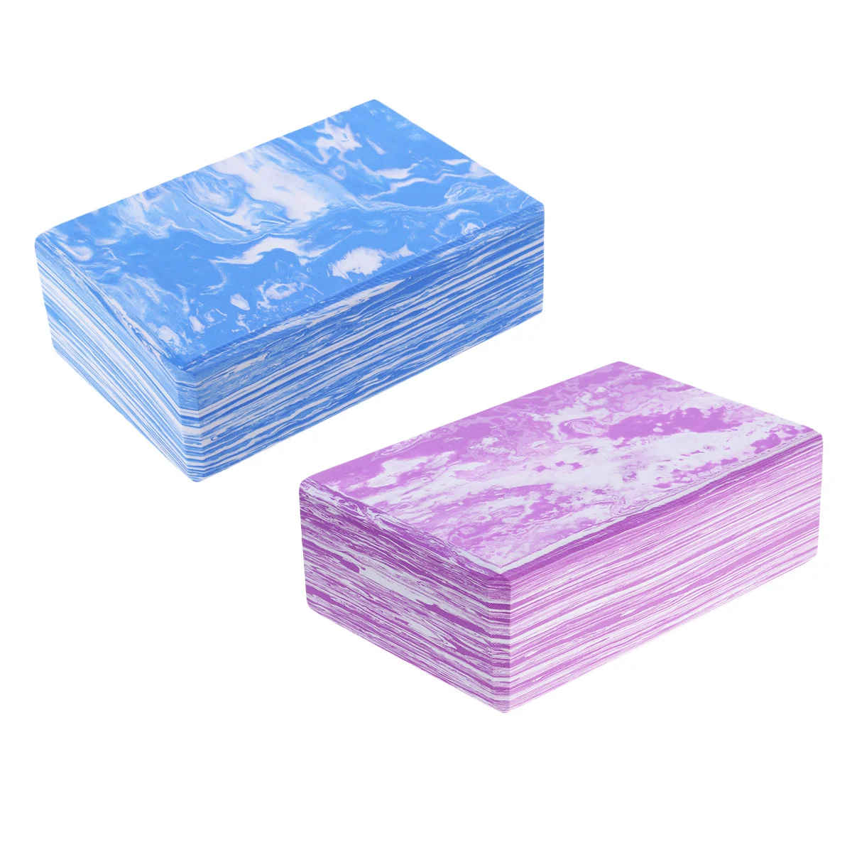 2 Pcs Camouflage EVA Yoga Blocks High Density Yoga Blocks Lightweight Versatile Fitness Bricks for Beginners (Purple and Blue)