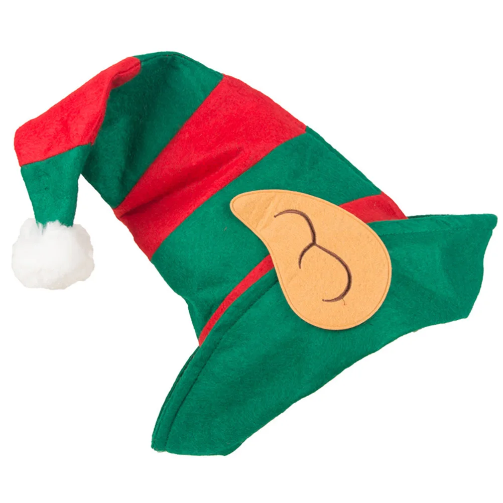 

Christmas Elf Hat with Ears Clown Hat Red and Green Striped Hat Party Decorations for Adults