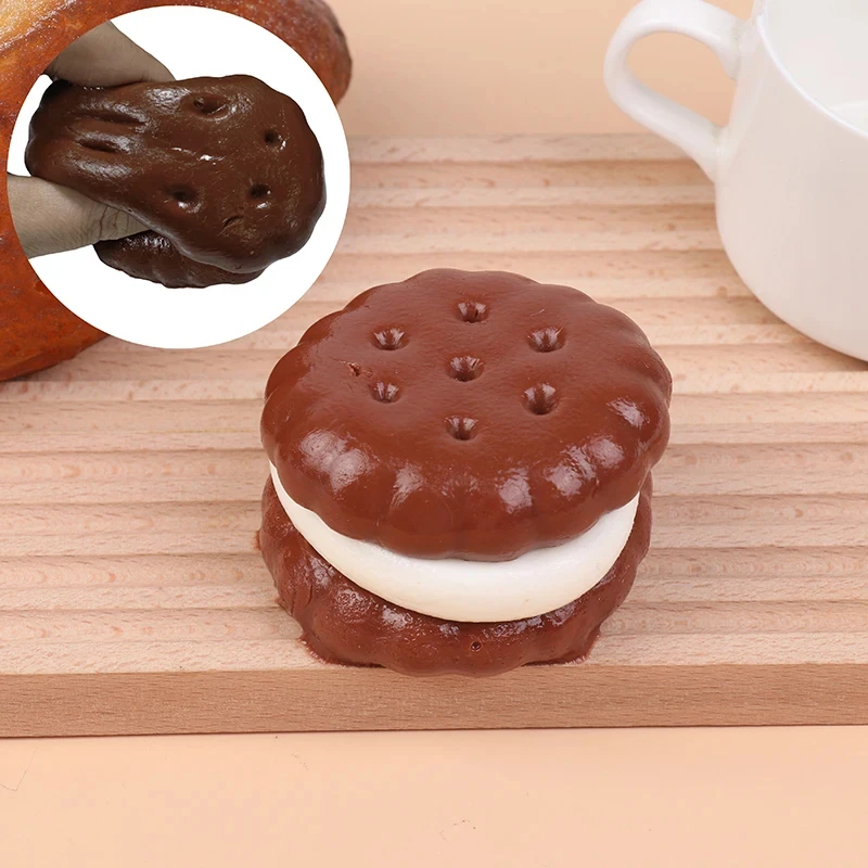 Kids Toy Stress Relief Prop Creative Chocolate Sandwich Cookies Squeeze Slow Rebound Anti-Stress Food Sensory Soft Toys Gifts