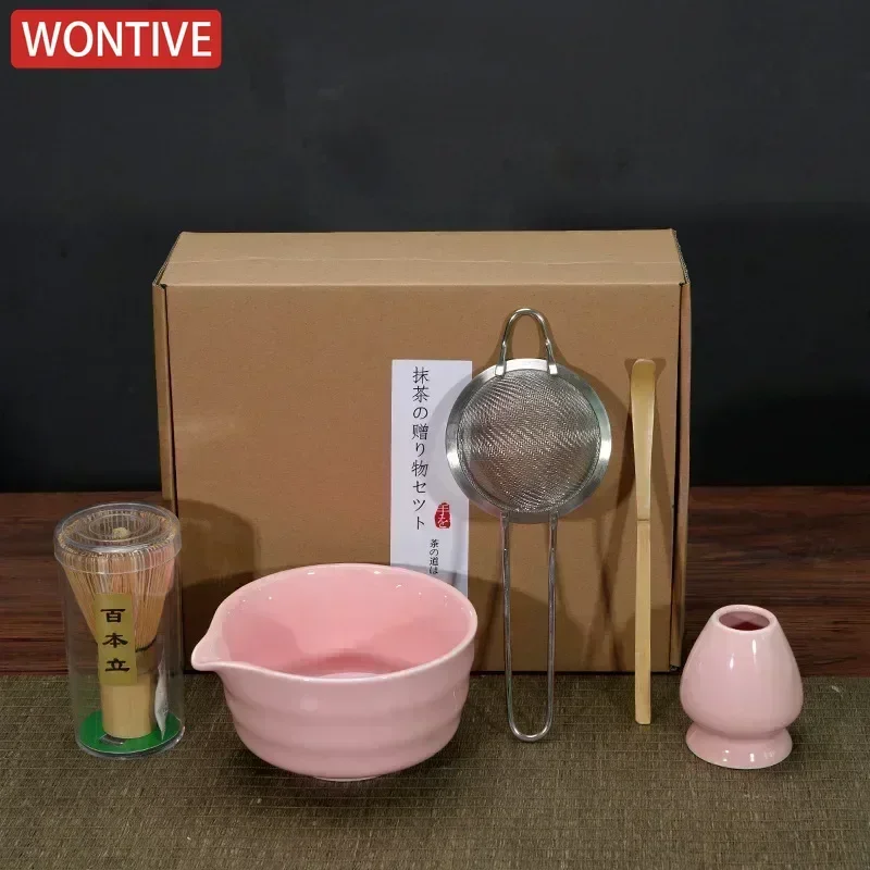 

High-end 4-7pcs/set Japanese Ceramic Matcha Gift Box Matcha Tea Set With Whisk And Bowl Sumptuous Grinder Brush Tea Tools Hold