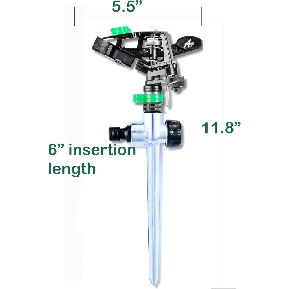 Импульсные ударные спринклеры для двора, газона и сада, от 80 до 5800 футов кв. регулируемый спрей (2шт)