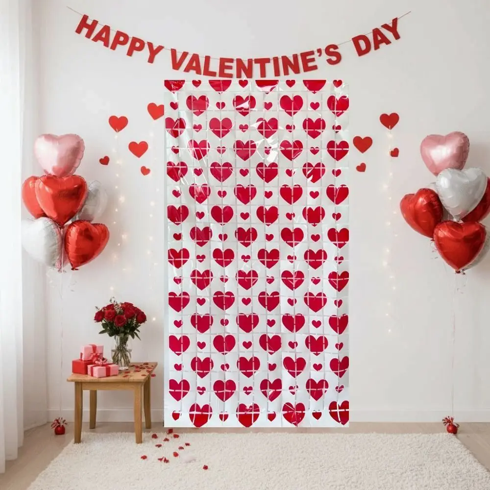 

Heart Pattern Love Rain Curtain Hanging Foldable Streamers Curtains Self-adhesive Widely Application
