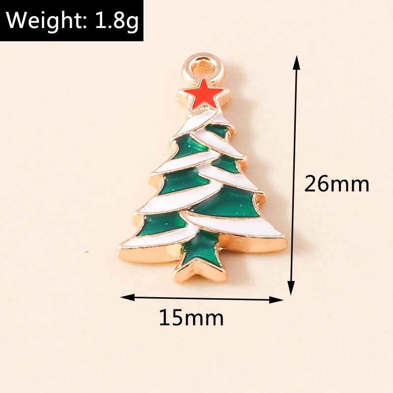 20 Stück gemischte niedliche Emaille-Weihnachtsbaum-Anhänger für die Schmuckherstellung, Tropfenohrringe, Halsketten, Armbänder, DIY-Bastelzubehör – Detail 10