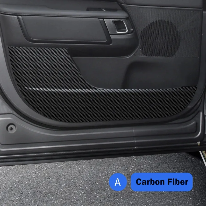 For Land Rover Discovery 4/5 Sport Edition Door Kick Protection Pads Carbon Fiber Protective Pads 4PCS Leather