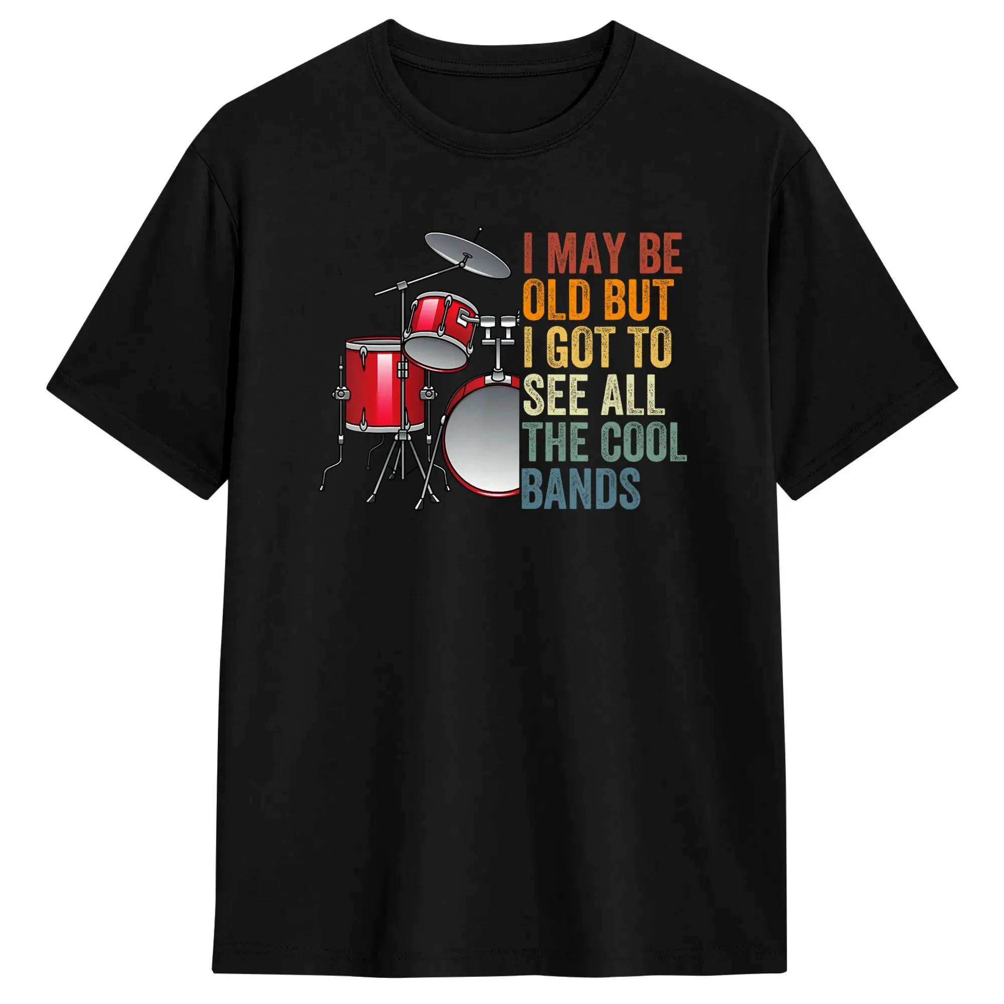 Men's I May Be Old But I Got to See All The Cool Bands Concert T Shirt  Pure Cotton Clothing Vintage Short Sleeve Crew Neck Tees