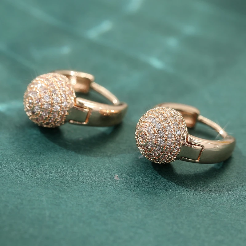 Fashion Ball Shaped Earrings For Women Elegant Luxury Inlay Synthetic Zircon French Style Versatile Earrings Jewelry Gifts