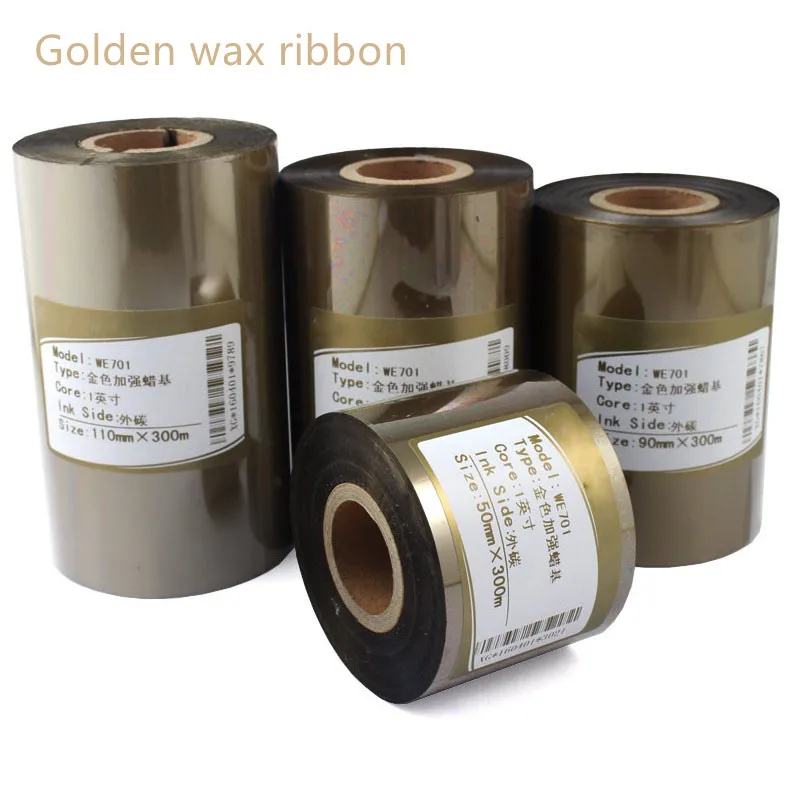 Golden and Silver Wax Ribbon Barcode Printer Thermal Transfer Printing Label Gold Silver Compatible Wax Ribbon