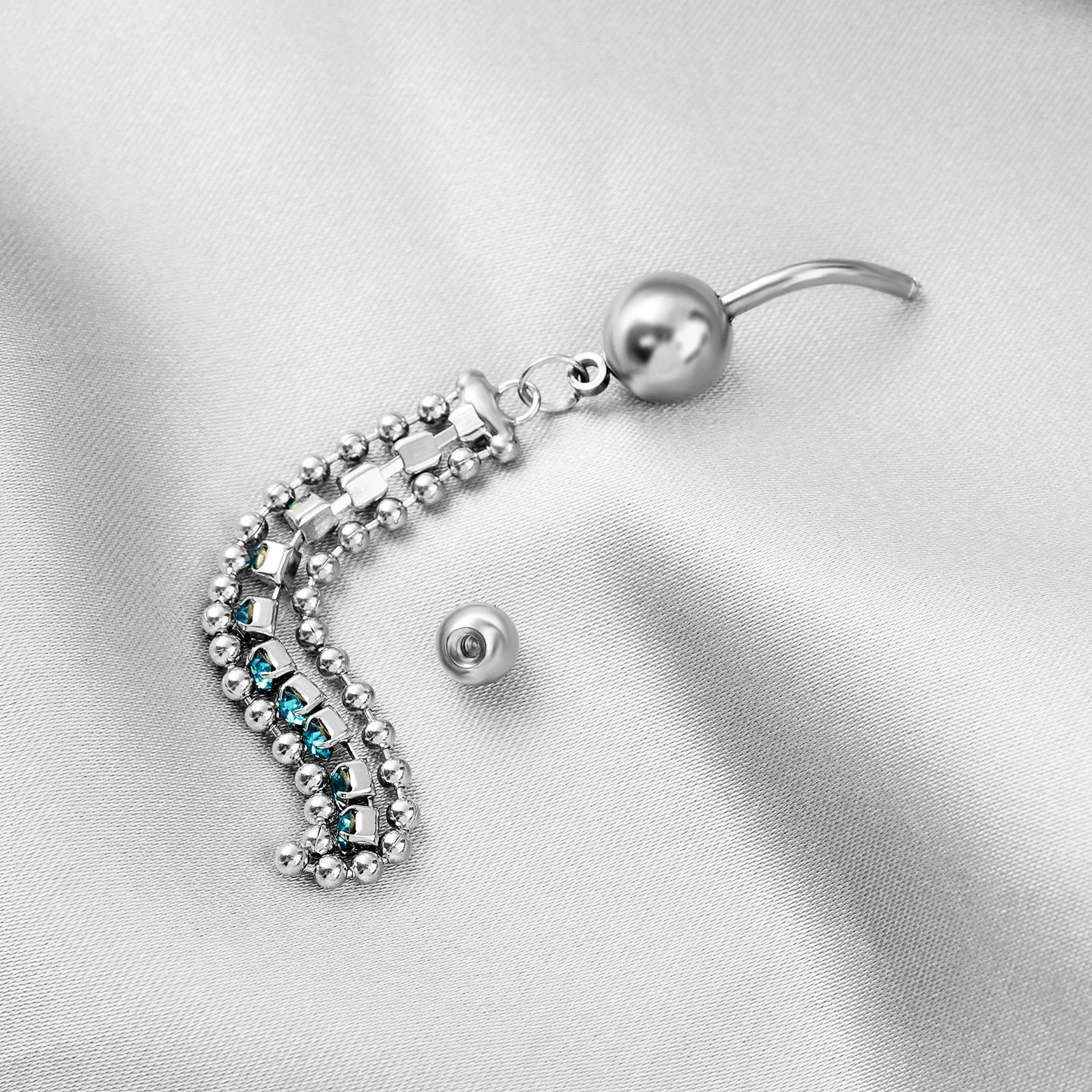 European and American creative stainless steel studded navel nail fashion tassel chain navel ring navel nail piercing jewelry