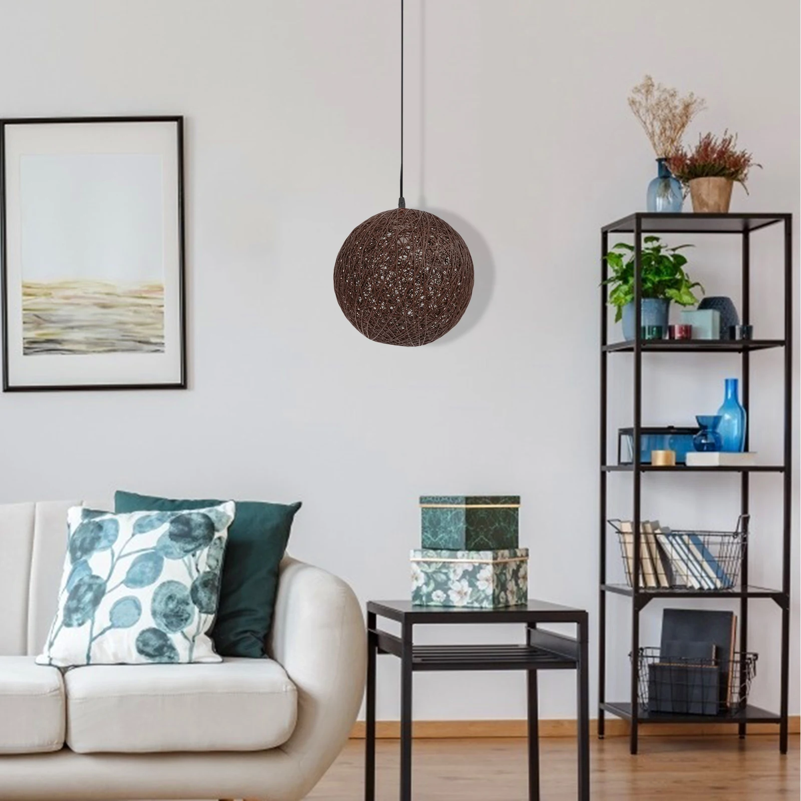 

Rattan Hemp Ball Ch Flush Mount Ceiling Light Lampshade Hanging Light Cover Rustic Style Woven Design Natural Warm
