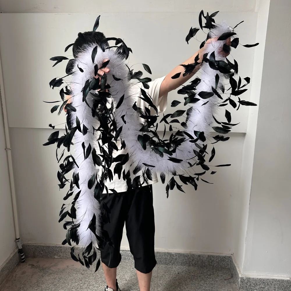Customized Turkey Feather Boa 2M Long With Fluffy Rooster Feathers Trim for Costume Shawl Wedding Party DIY Craft Sewing Decor