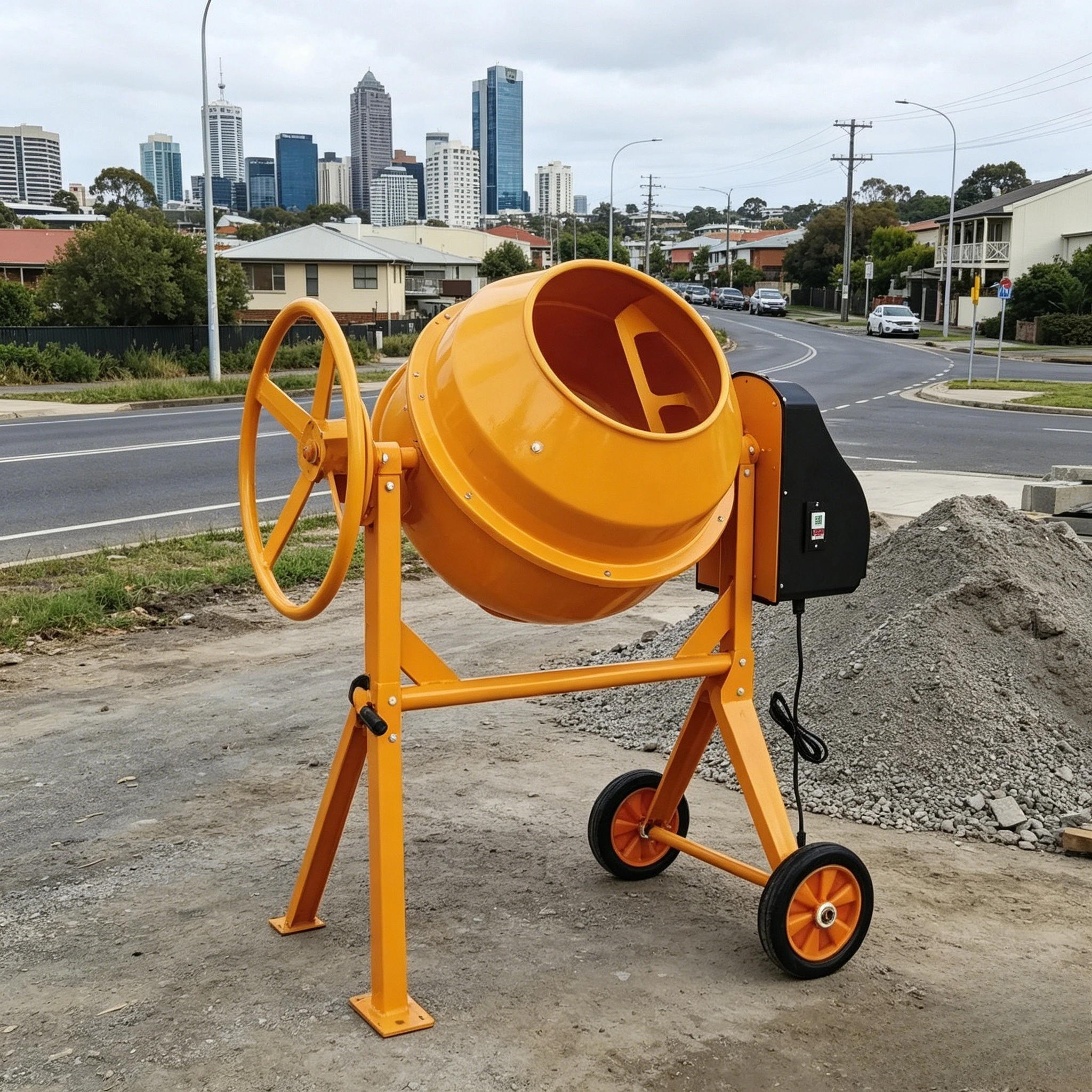Concrete Mixing Drum for Construction 220V Electric Cement Mixer Barrel 1HP Portable Concrete Mixer for Sale Customized