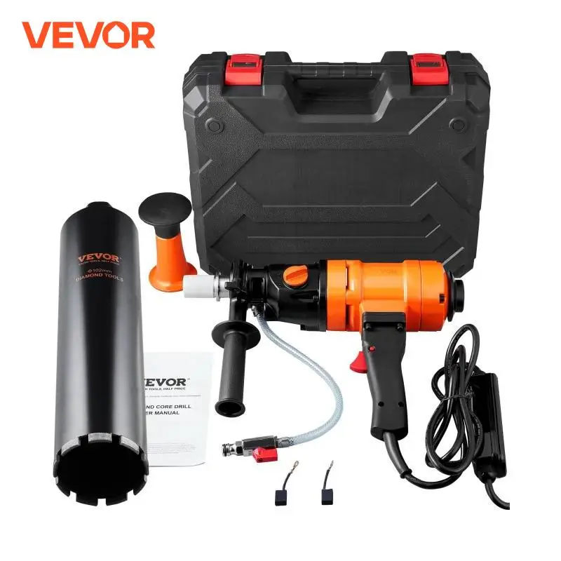 VEVOR 1500W 4in Bit Diamond Core Drill Machine Handheld Concrete Core Drill Rig Wet Stepless Speed Electric Drilling Machine