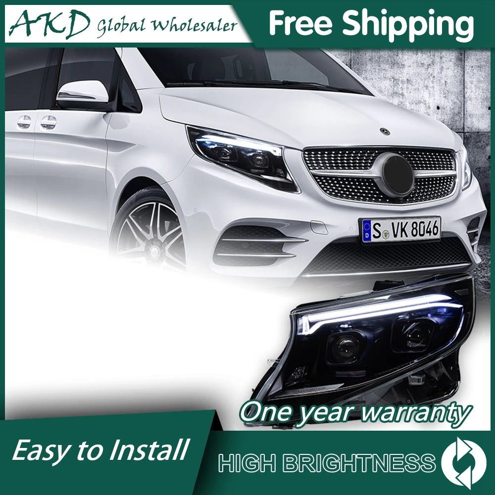 Headlights For Benz VITO 2013-2023 DRL Daytime Running Lights Head Lamp 12V LED Bi Xenon Bulbs Fog Lights Tuning Car Accessories