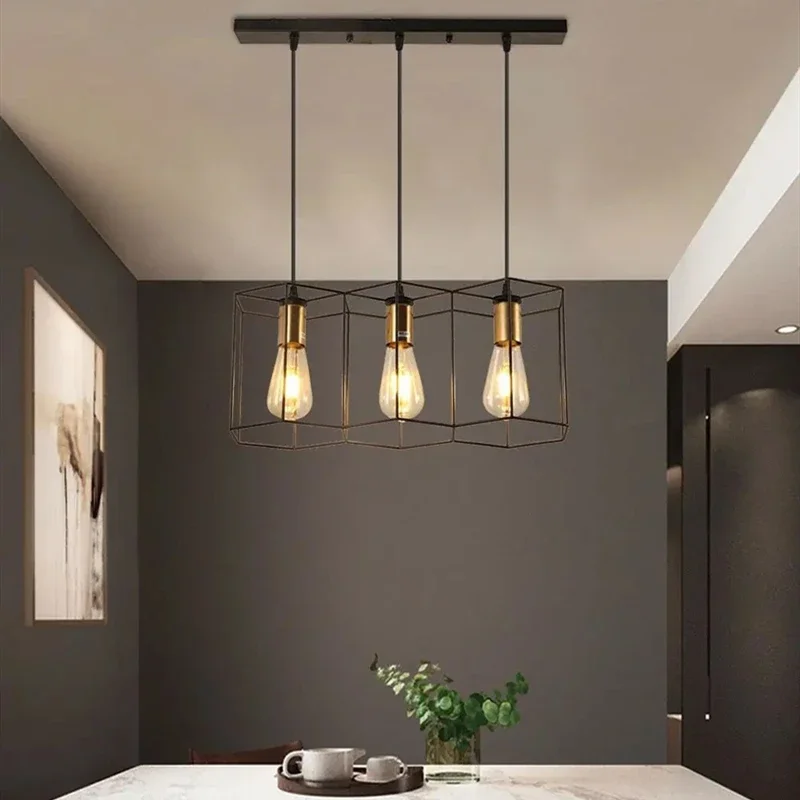 Multiple Heads Chandelier For Bedroom Dining Room Kitchen Suspension Luminaire Cable Adjust Free Wrought Iron Pendant Light