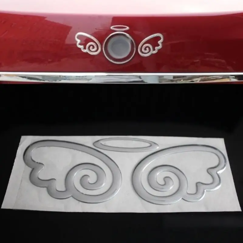 1/5Pcs Rear Car External Modification Accessories PVC 3D Angel Wings Personalized Car Label Decoration