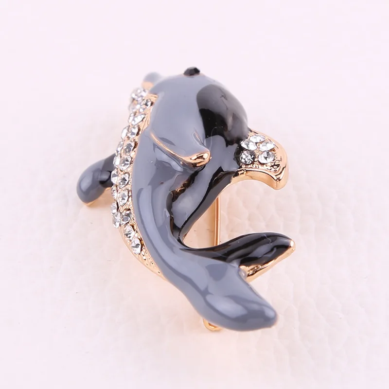 Dolphin Drip Oil Brooch Drip Oil Color Preserving Electroplating Brooch Pin