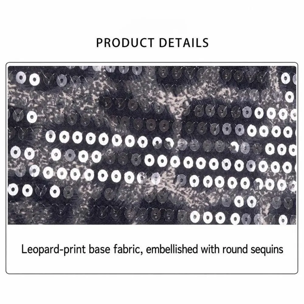 Trendy Hip-hop Leopard Print Sequin Scarf Y2K Streetwear Street Dance Belt Harajuku Jazz Dance Scarf Jeans Decor